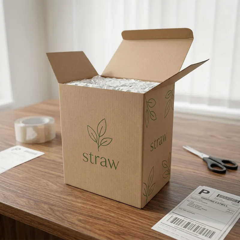 Kraft Paper Wrapped with Box, Straw (QH-ST)